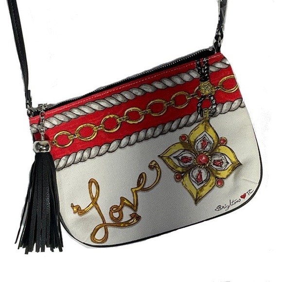 Brighton Love Glitter & Go Crossbody Bag Durable Cloth Material Zipper & Tassel - Picture 2 of 16